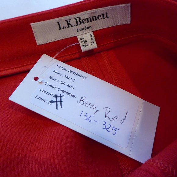 LK Bennett Berry Red RITA Back Zippered Pencil Skirt USA Size 4 - Picture 6 of 9